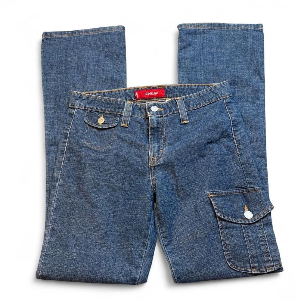Vintage Levi's Y2K bootcut super low rise denim blue jeans size 5 junior